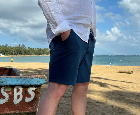 Comfortable blue yacht shorts and swim trunks