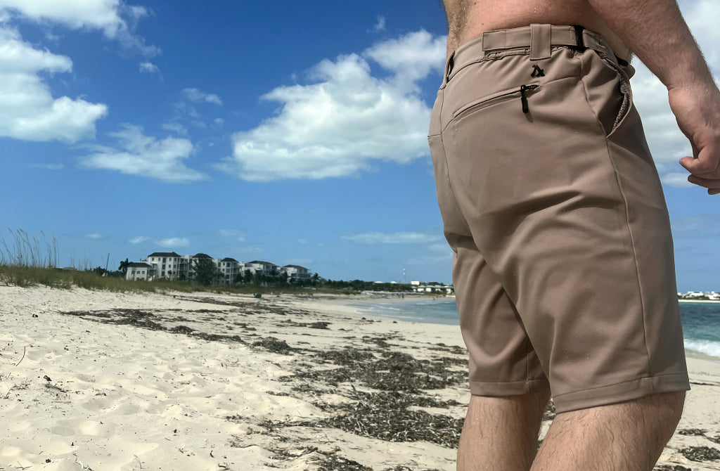 Tan men's shorts traveling turks and caicos travel