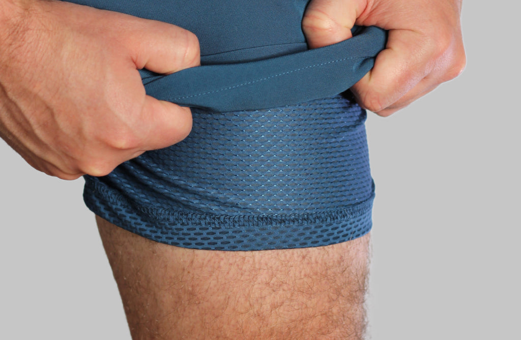 Men's travel shorts built in boxer brief swim trunk liner