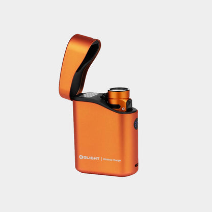 Orange travel flashlight and phone charger
